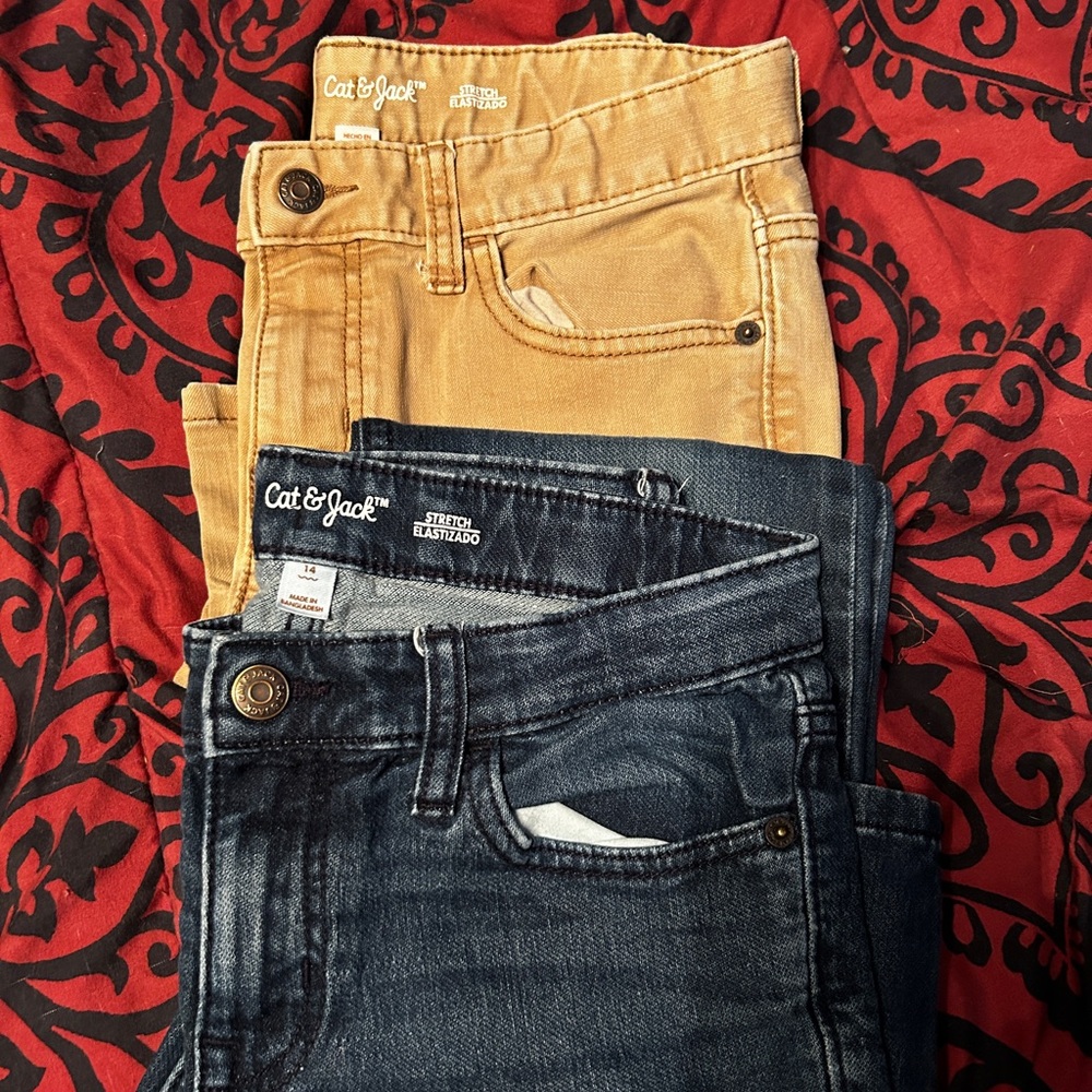 Two pair of boys cat & Jack pants good used condition
